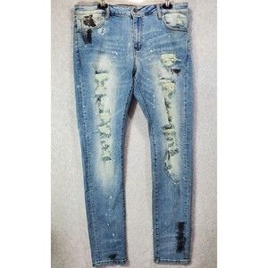 NWT Crysp Denim Jeans Adult Men’s Size 36 Distressed Acid Washed Factory Ripped